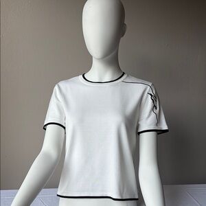 Karl Lagerfeld White and Black Fitted Short Sleeve Tee